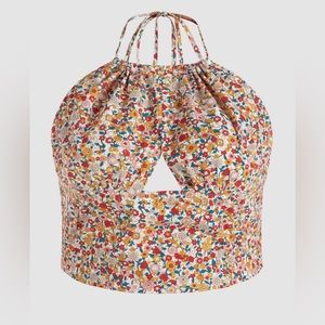 NWOT 1X CIDER FLORAL HALTER WITH CUT OUT